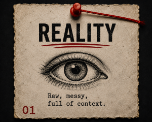 Corpus Reality layer card showing an illustrated eye on aged paper.