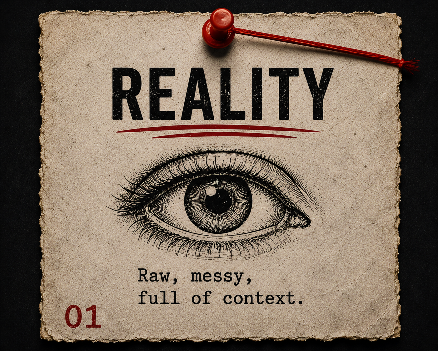 Corpus Reality layer card showing an illustrated eye on aged paper.